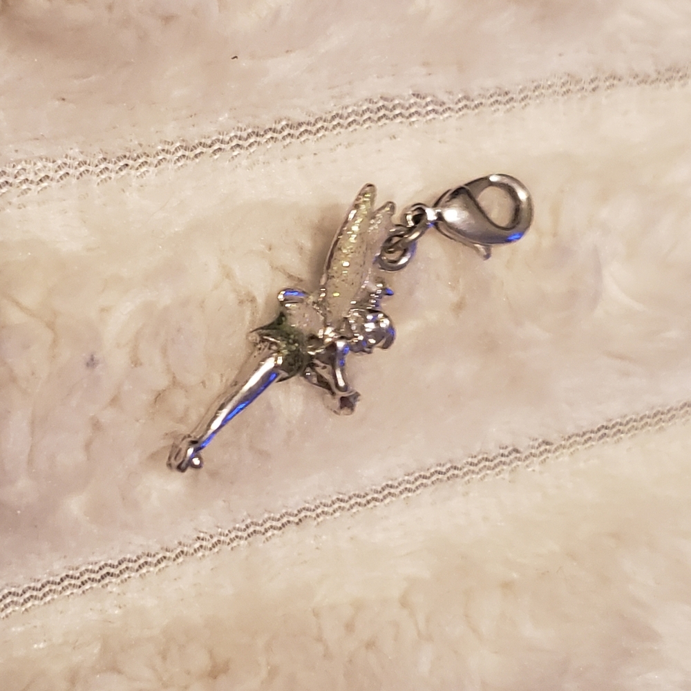 2/$39 Disney Vintage Silver & Green Tinkerbell Fairy Charm Bead Deadstock - Picture 2 of 5